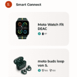 Moto Uhr und Kopfhörer in der Smart Connect App