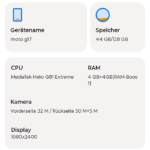 Moto G17 Handy: Screenshot Einstellungen