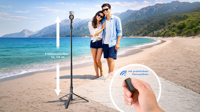 Somikon Selfie-Stick mit Stativ