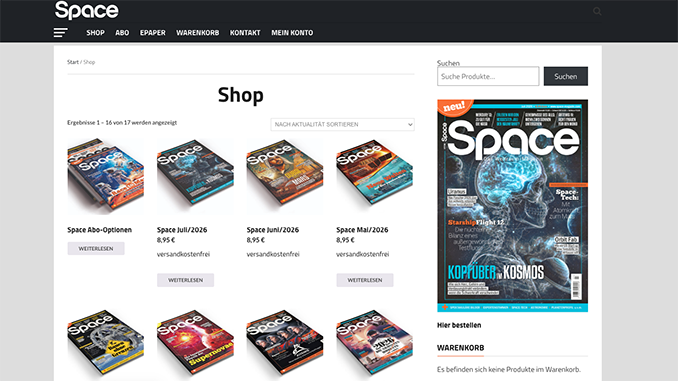 Weltraum Magazin: Die besten Raumfahrt News (Screenshot)