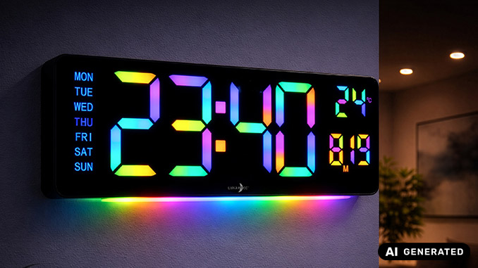 Digitale Wanduhr von Lunartec (KI-Visual)