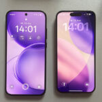 iPhone neben Oppo Reno 16 5G (Sperrbildschirm)