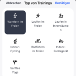 RingConn-App im Test: Sportarten (Screenshot)